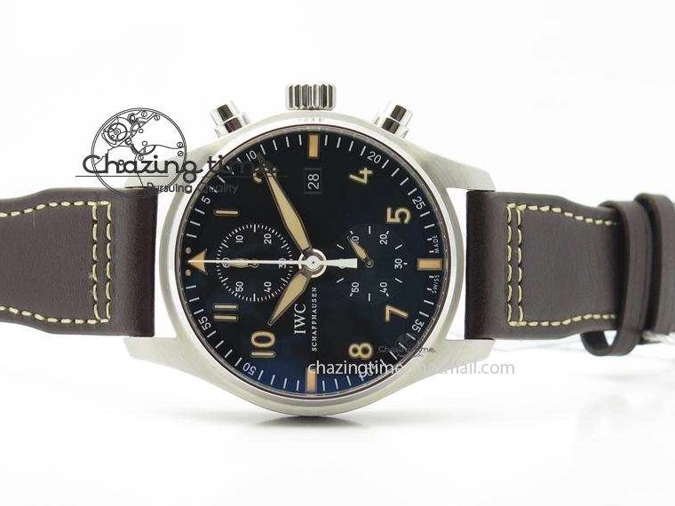 MIROTIME 0320 Pilot Chrono SS IW387808 CF3 ZF 1:1 Best Edition On Brown Leather Strap A Soft 7328